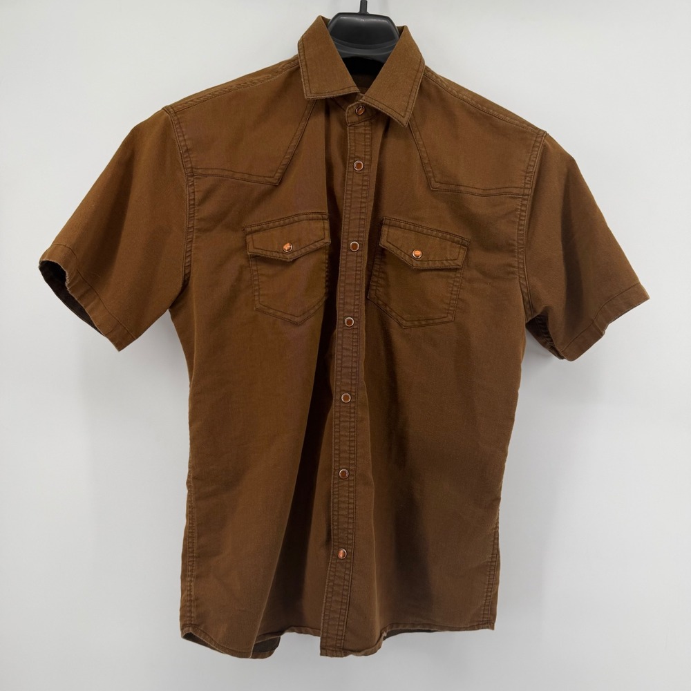Outlander Shirt Mens Medium Coffee Brown Mack Western SS Woven Pearl Snap